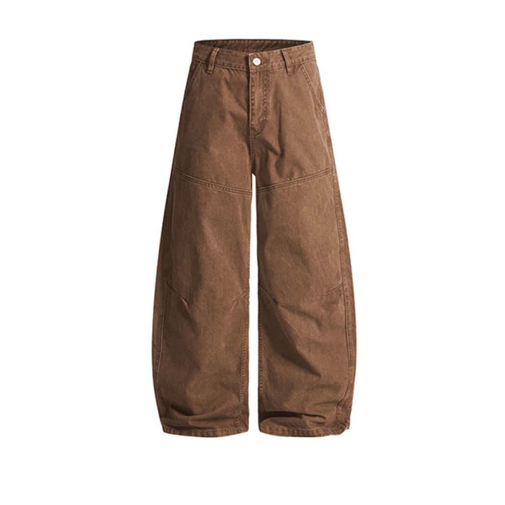 WVNYA&CO UNISEX WASHED CURVED BLADE DENIM JEANS