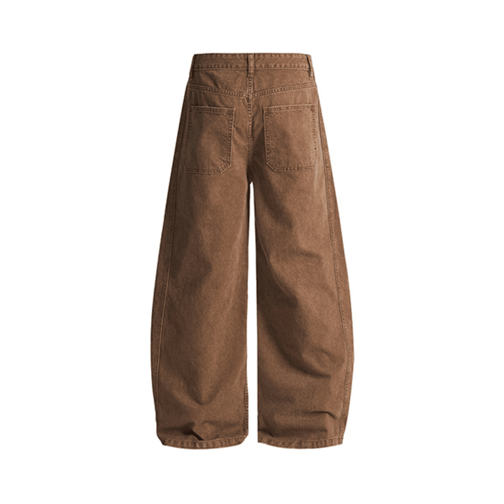 WVNYA&CO UNISEX WASHED CURVED BLADE DENIM JEANS