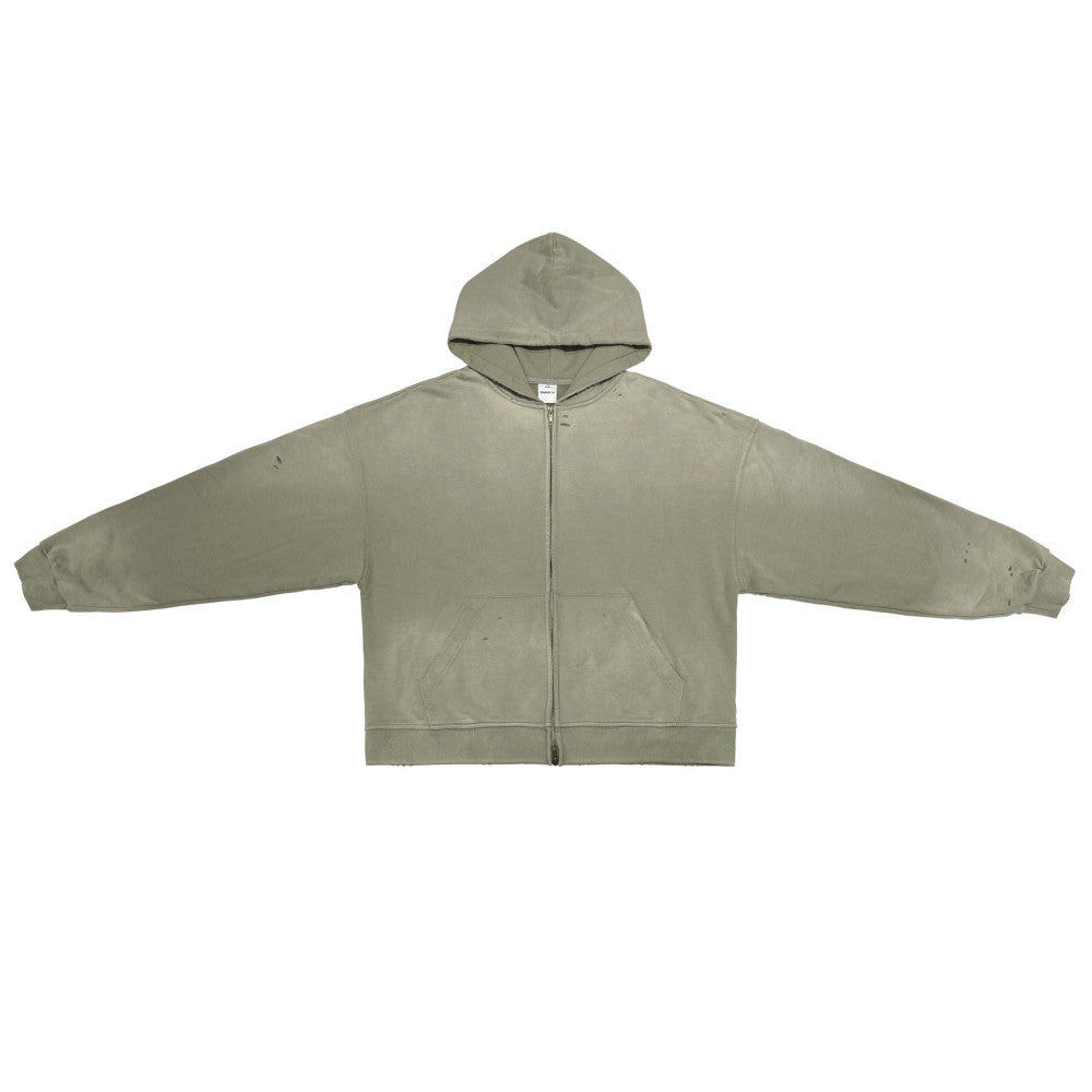 BIG DAWG WIRE UNISEXWASHED DISTRESSED ZIP-UP HOODIE