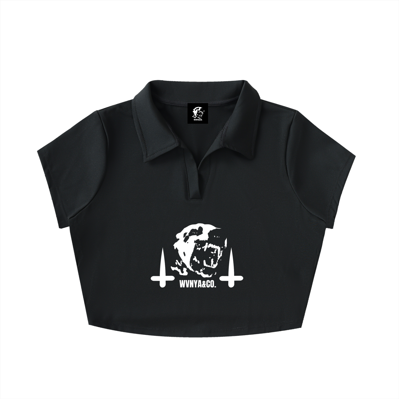 V-NECK LAPEL CROP TOP