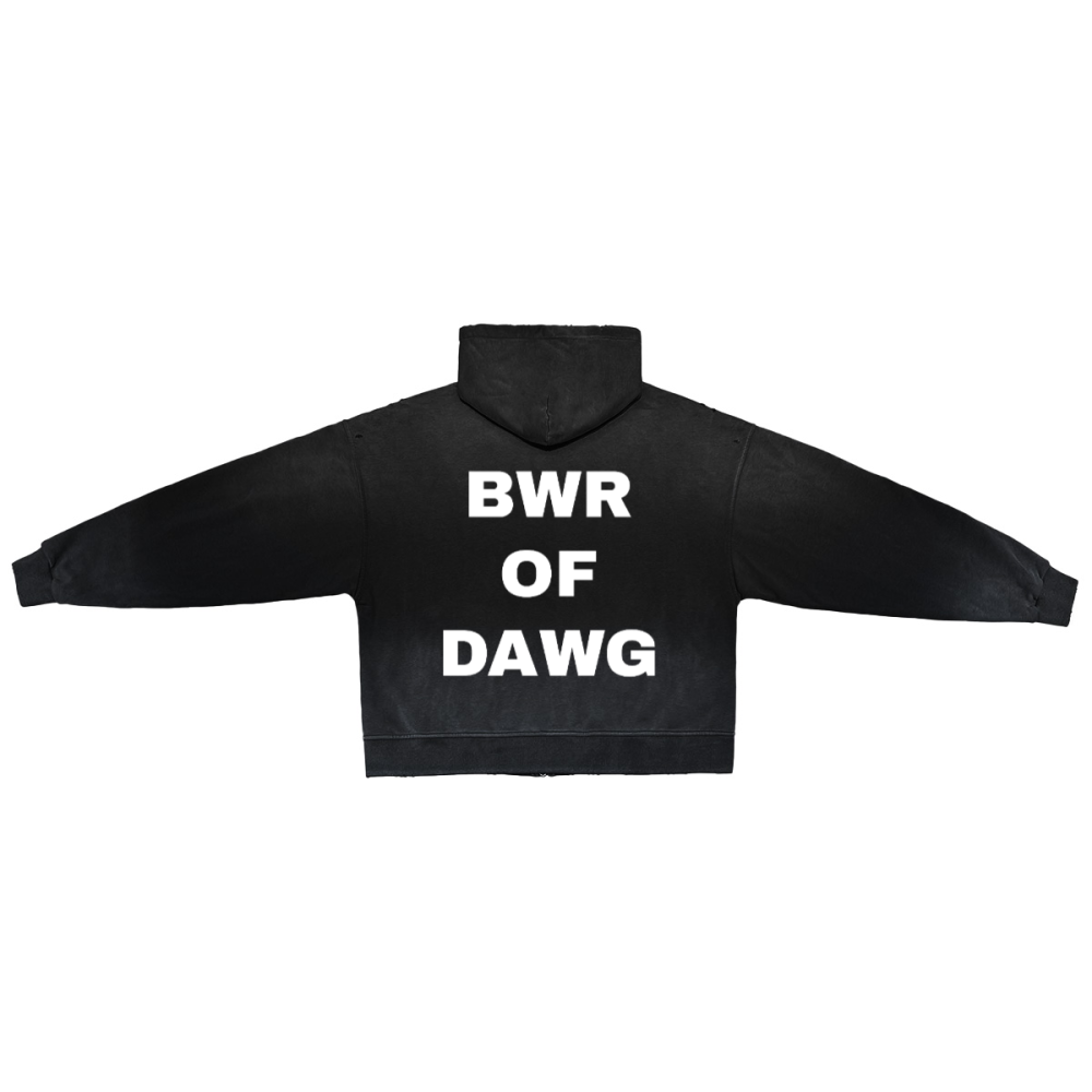 BIG DAWG WIRE UNISEXWASHED DISTRESSED ZIP-UP HOODIE