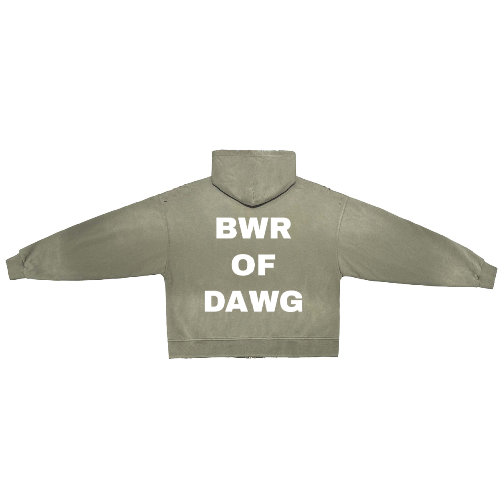BIG DAWG WIRE UNISEXWASHED DISTRESSED ZIP-UP HOODIE