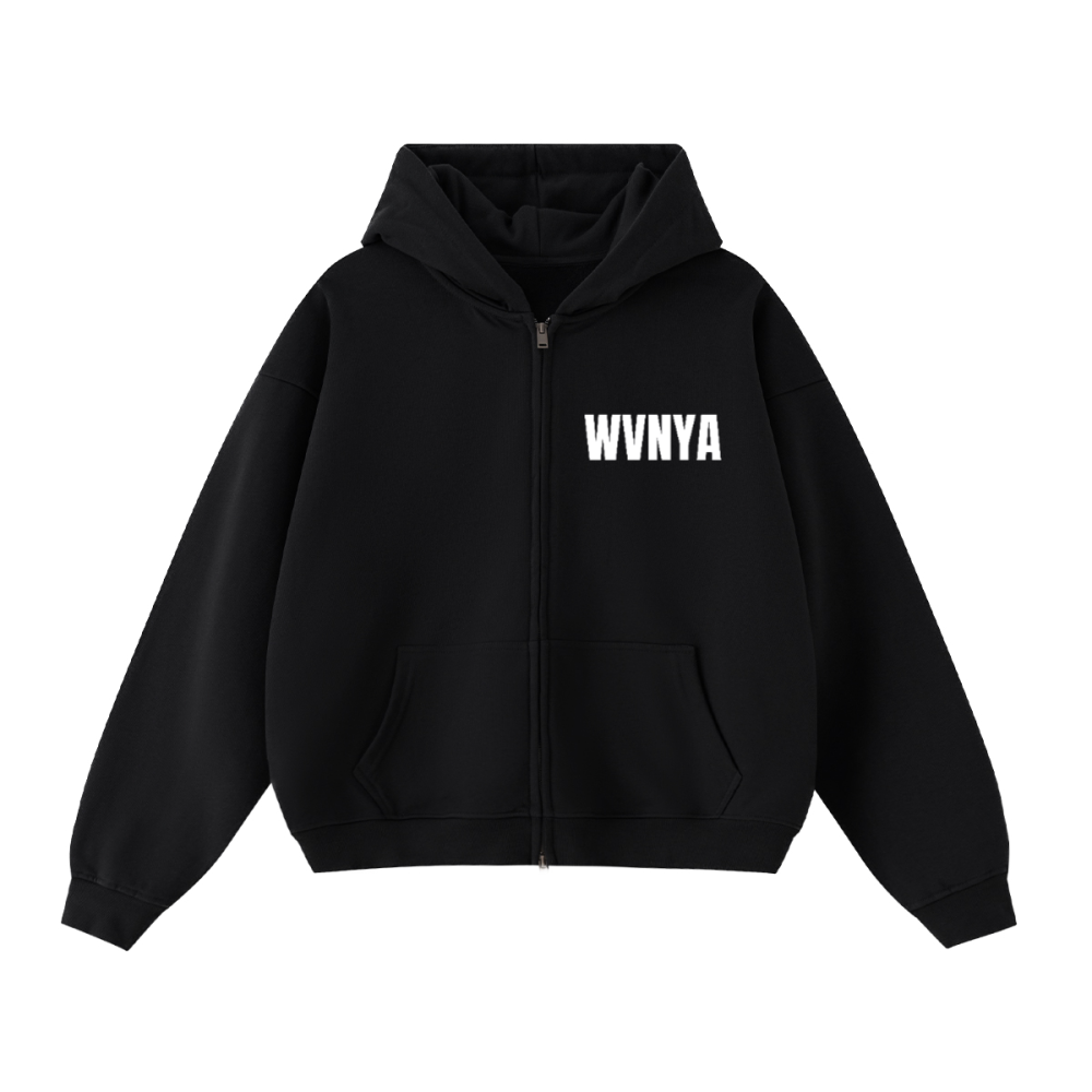 WVNYA UNISEX CROPPD DOUBLE ZIP HOODIE