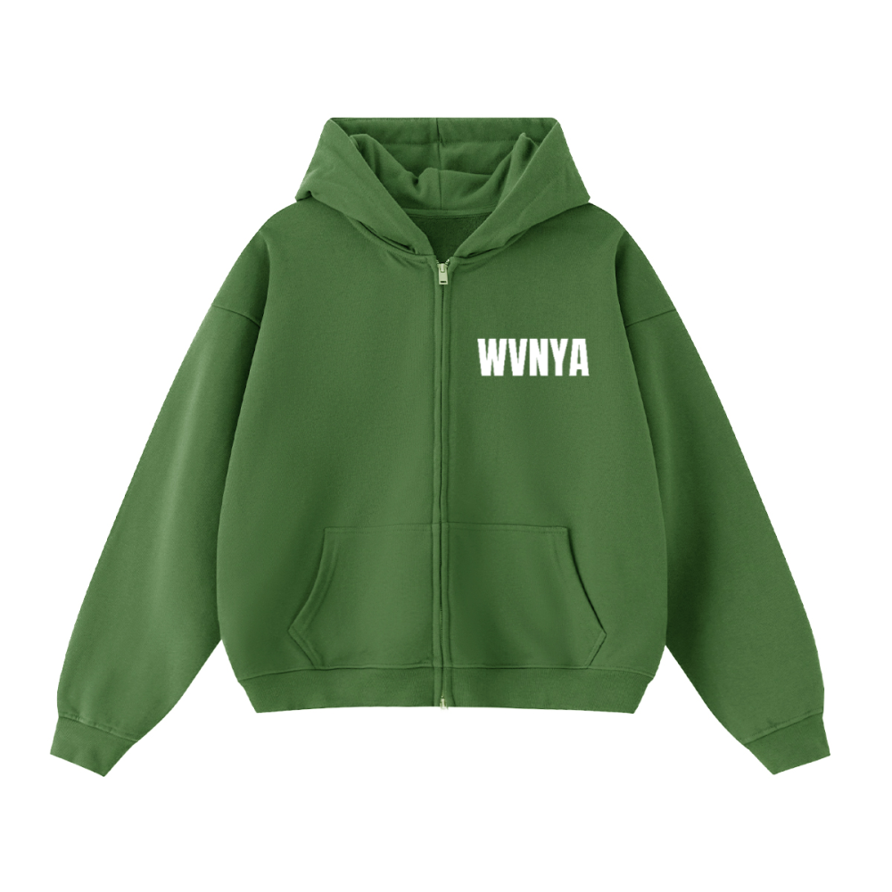 WVNYA UNISEX CROPPD DOUBLE ZIP HOODIE