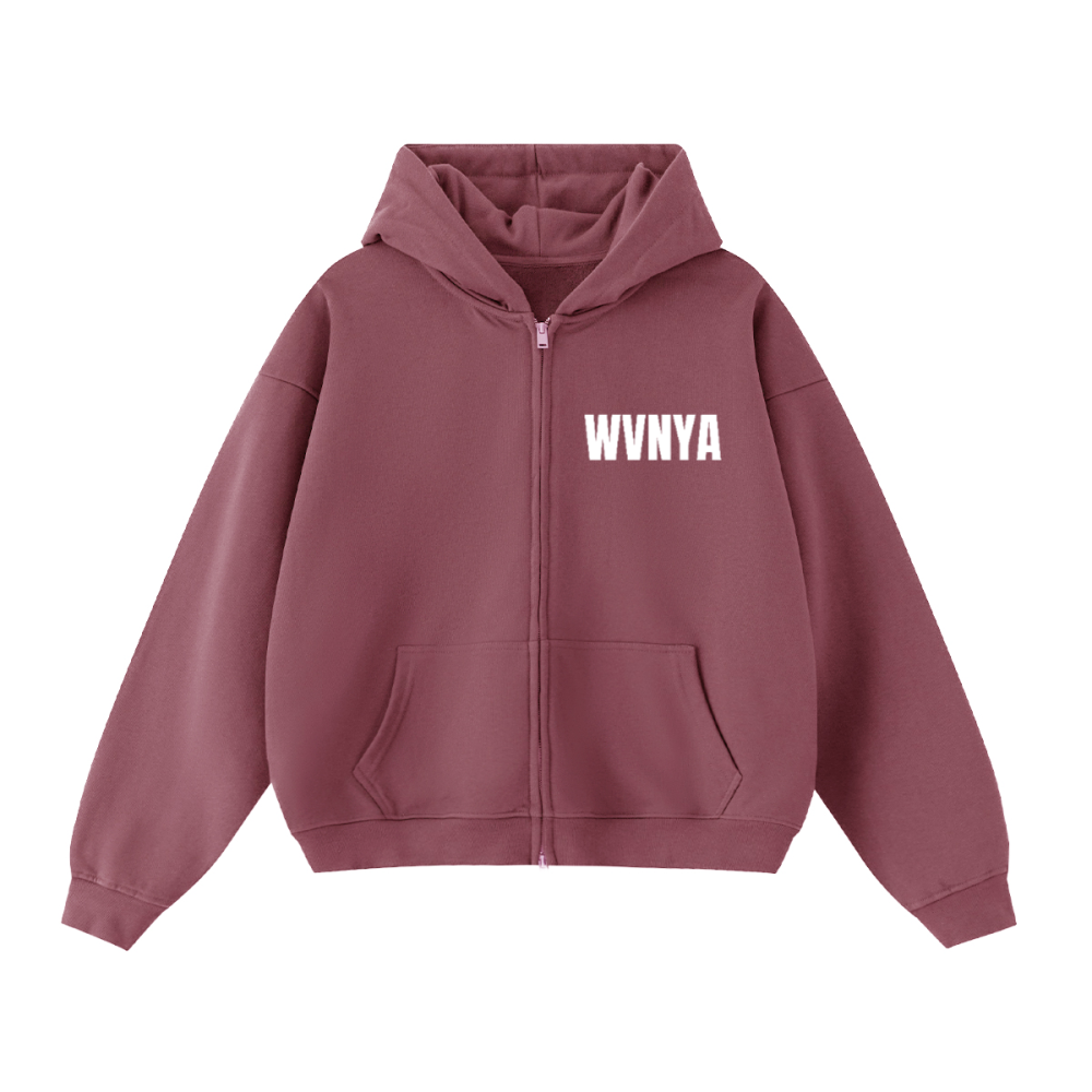 WVNYA UNISEX CROPPD DOUBLE ZIP HOODIE