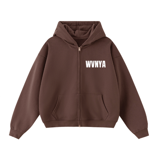 WVNYA UNISEX CROPPD DOUBLE ZIP HOODIE