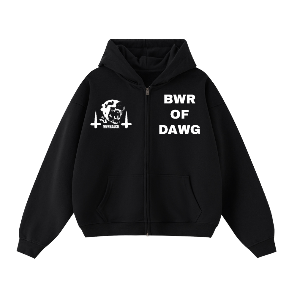 GUARDIAN BWR OF DAWG UNISEX CROPPD DOUBLE ZIP-UP HOODIE