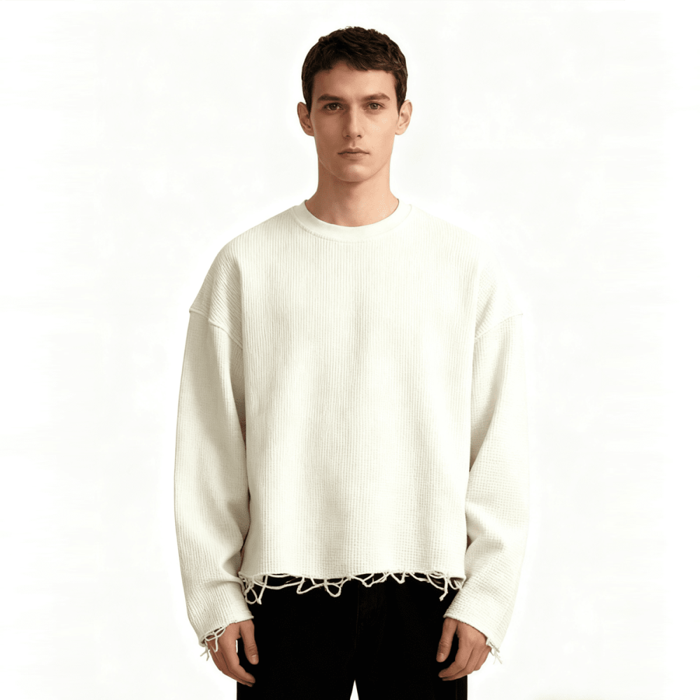 BITE DOWN UNISEX WAFFLE CROPPD LONG SLEEVE SHIRT