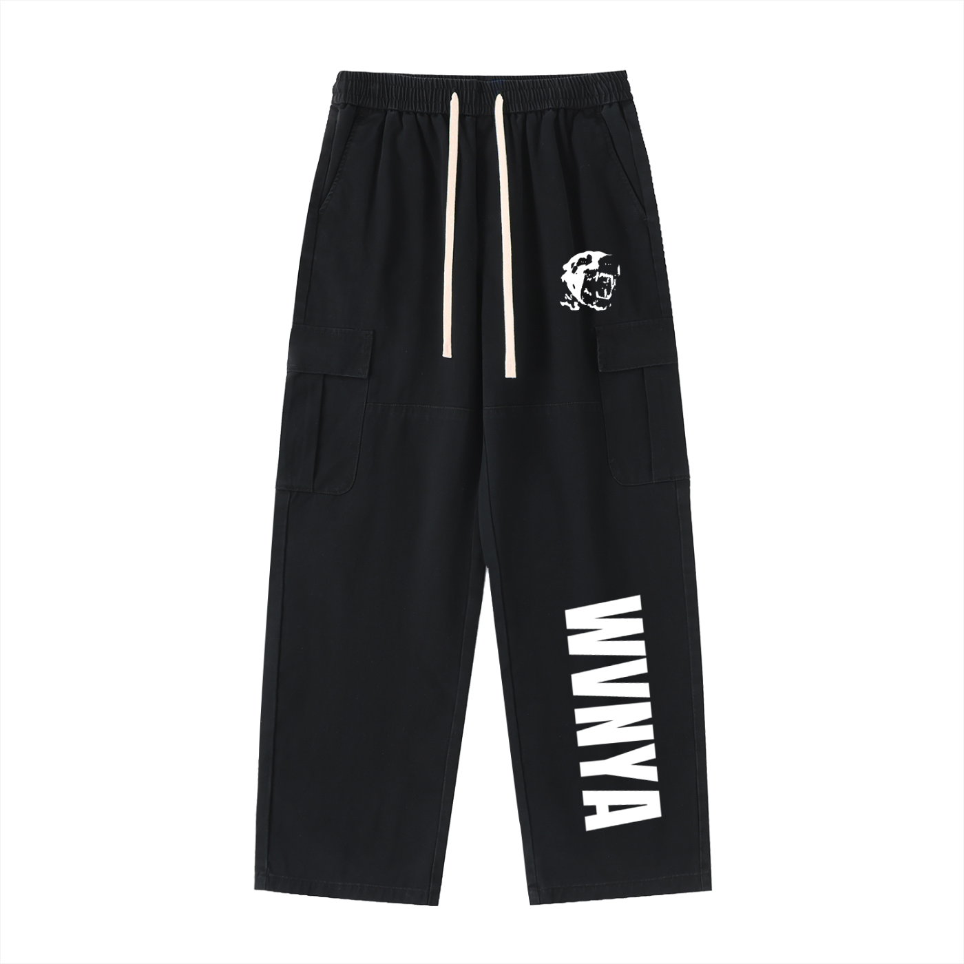 DRAWSTRING WAIST STRAIGHT-LEG CARGO PANTS