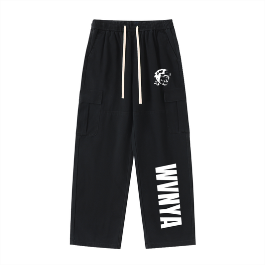 DRAWSTRING WAIST STRAIGHT-LEG CARGO PANTS