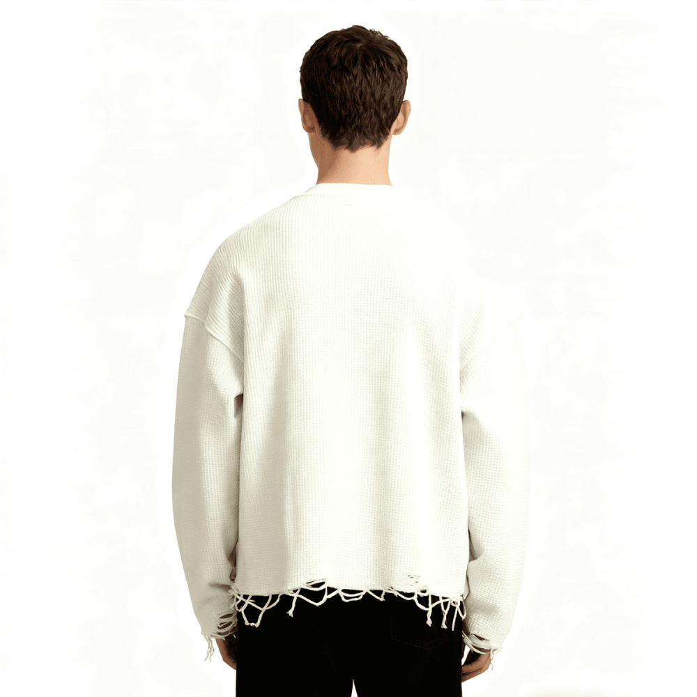 BITE DOWN UNISEX WAFFLE CROPPD LONG SLEEVE SHIRT