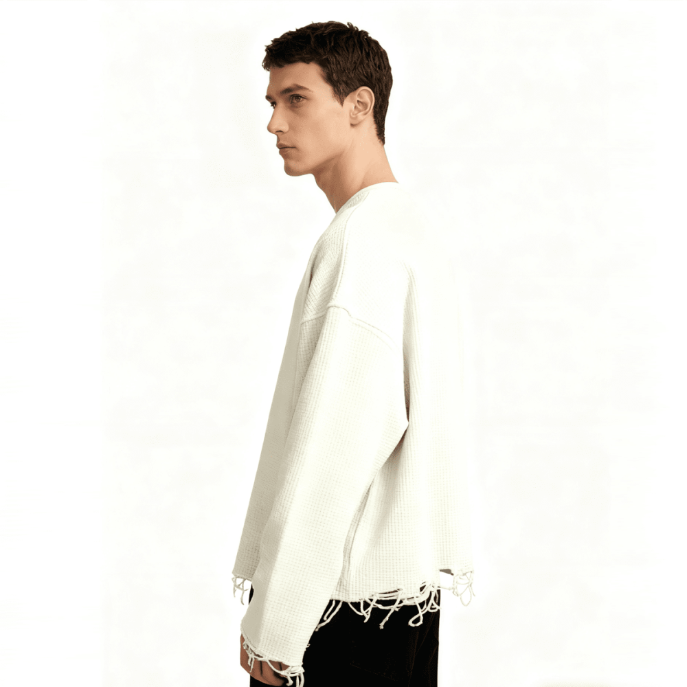 BITE DOWN UNISEX WAFFLE CROPPD LONG SLEEVE SHIRT