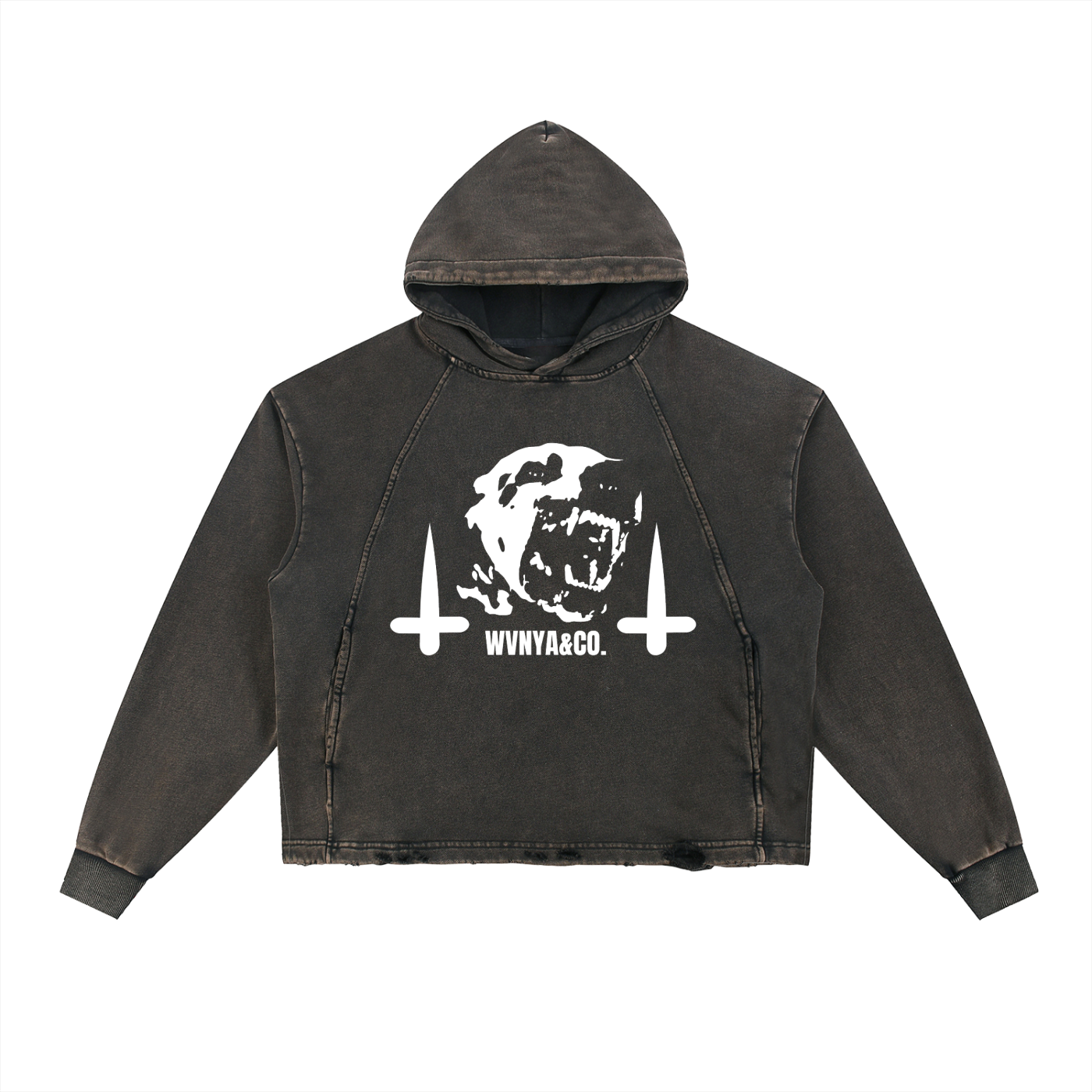 VINTAGE WASHED FRAYD-HEM HOODIE