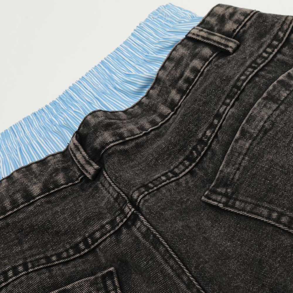 WVNYA&CO. UNISEX DOUBLE DOWN STYLE WIDE LEG JEANS