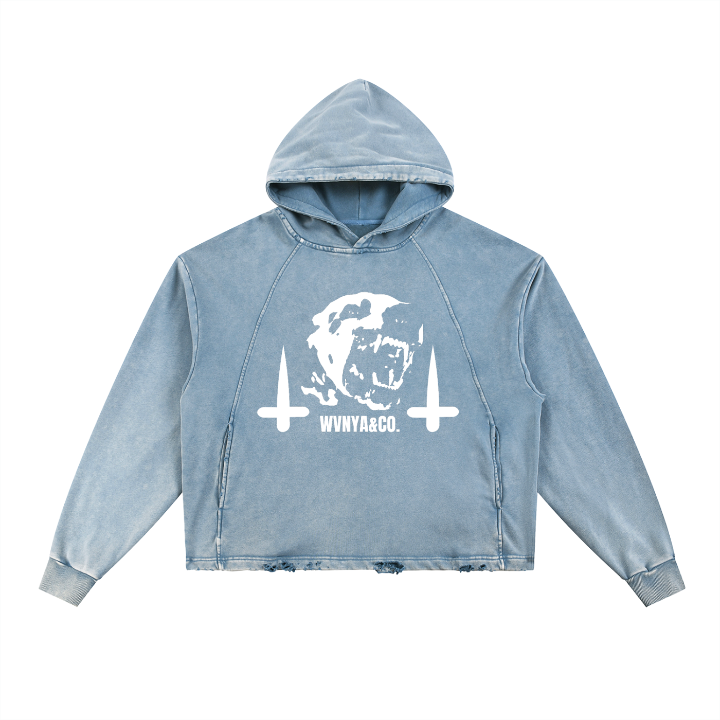 VINTAGE WASHED FRAYD-HEM HOODIE