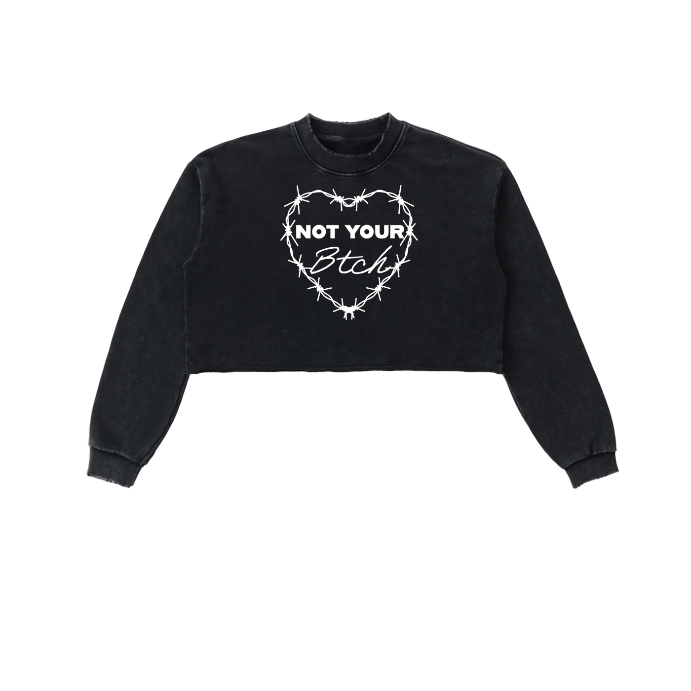 SNOW WASHD RAW EDGE CROPPD SWEATSHIRT