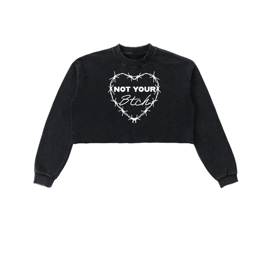 SNOW WASHD RAW EDGE CROPPD SWEATSHIRT