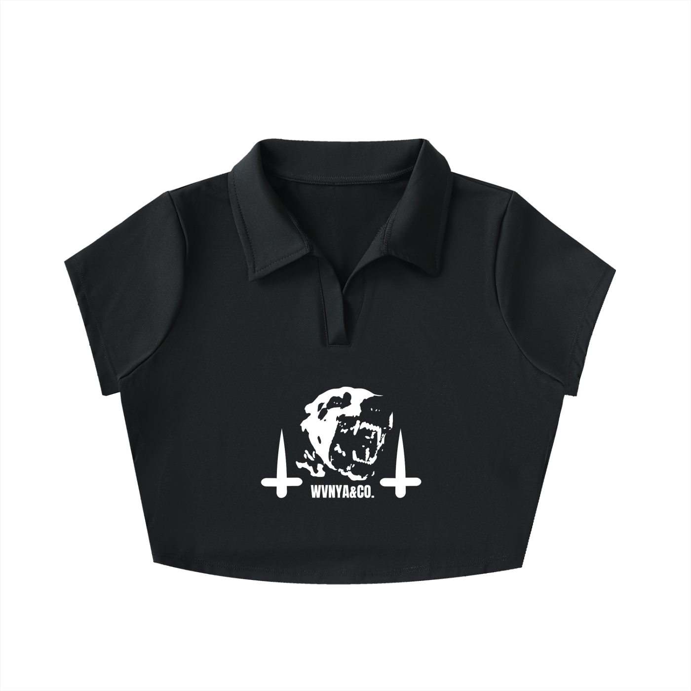 V-NECK LAPEL CROP TOP