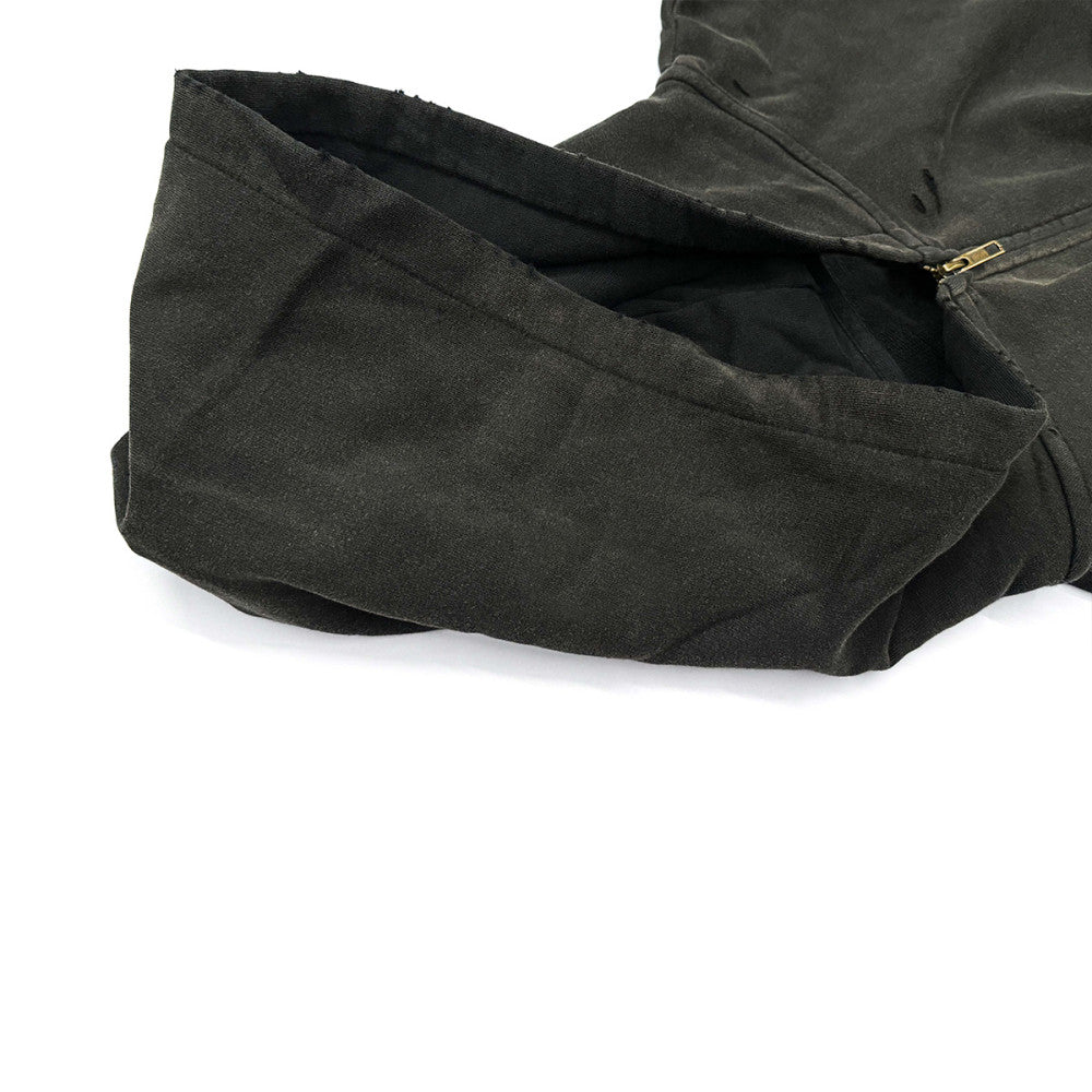 BIG DAWG WIRE UNISEXWASHED DISTRESSED ZIP-UP HOODIE