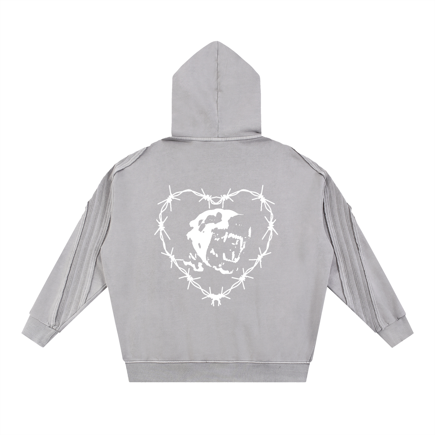 SNOW WASHD TAPE  RAW EDGE ZIP HOODIE