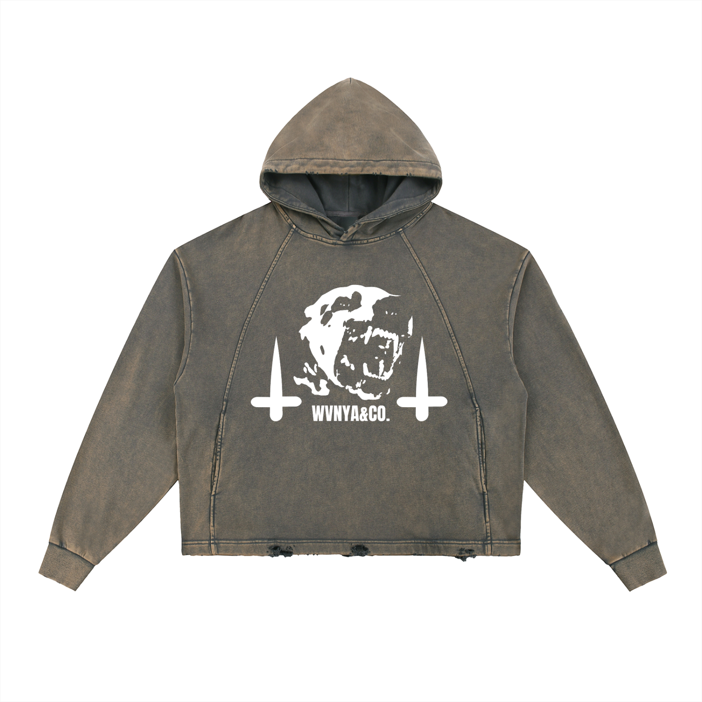 VINTAGE WASHED FRAYD-HEM HOODIE