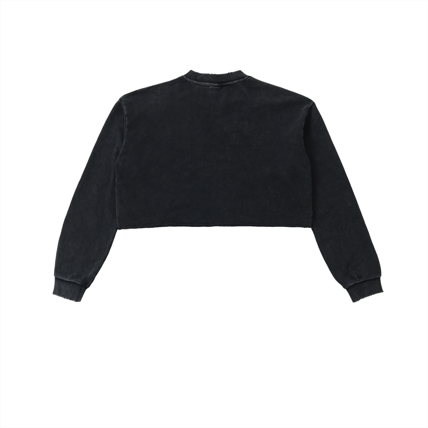 SNOW WASHD RAW EDGE CROPPD SWEATSHIRT