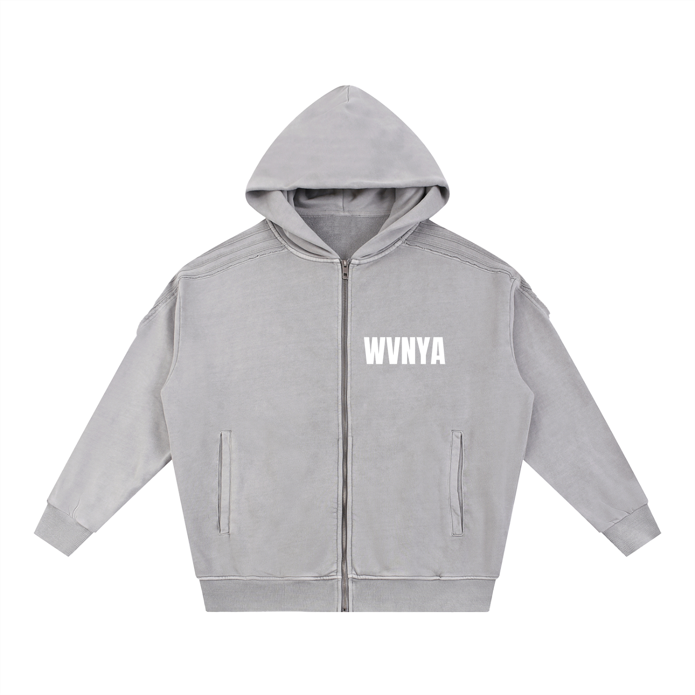 SNOW WASHD TAPE  RAW EDGE ZIP HOODIE