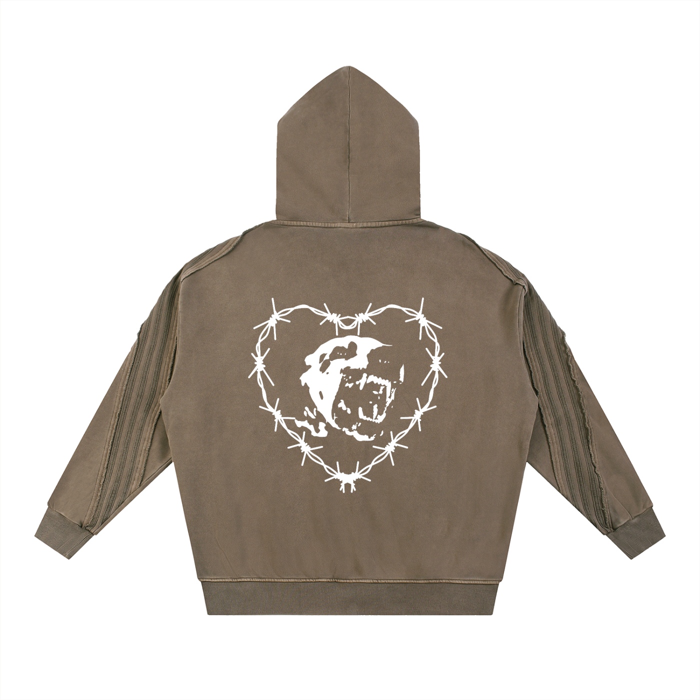 SNOW WASHD TAPE  RAW EDGE ZIP HOODIE