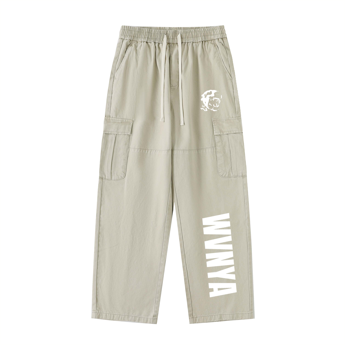 DRAWSTRING WAIST STRAIGHT-LEG CARGO PANTS